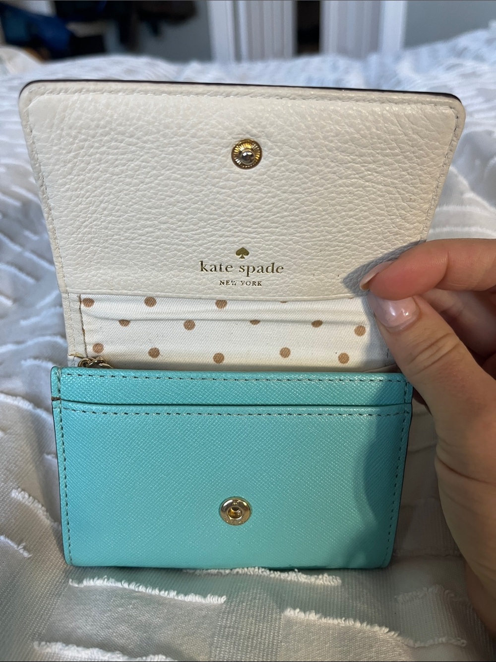 kate spade Turquoise Leather Card Holder with Key Ring - Picture 2 of 11